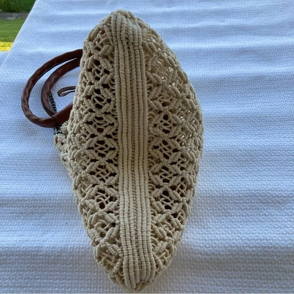 Patricia Nash Cream and Brown Crochet Tote - Picture 9 of 17